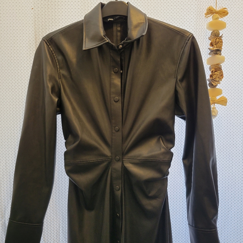 ZARA FAUX LEATHER DRESS - Picture 2 of 4